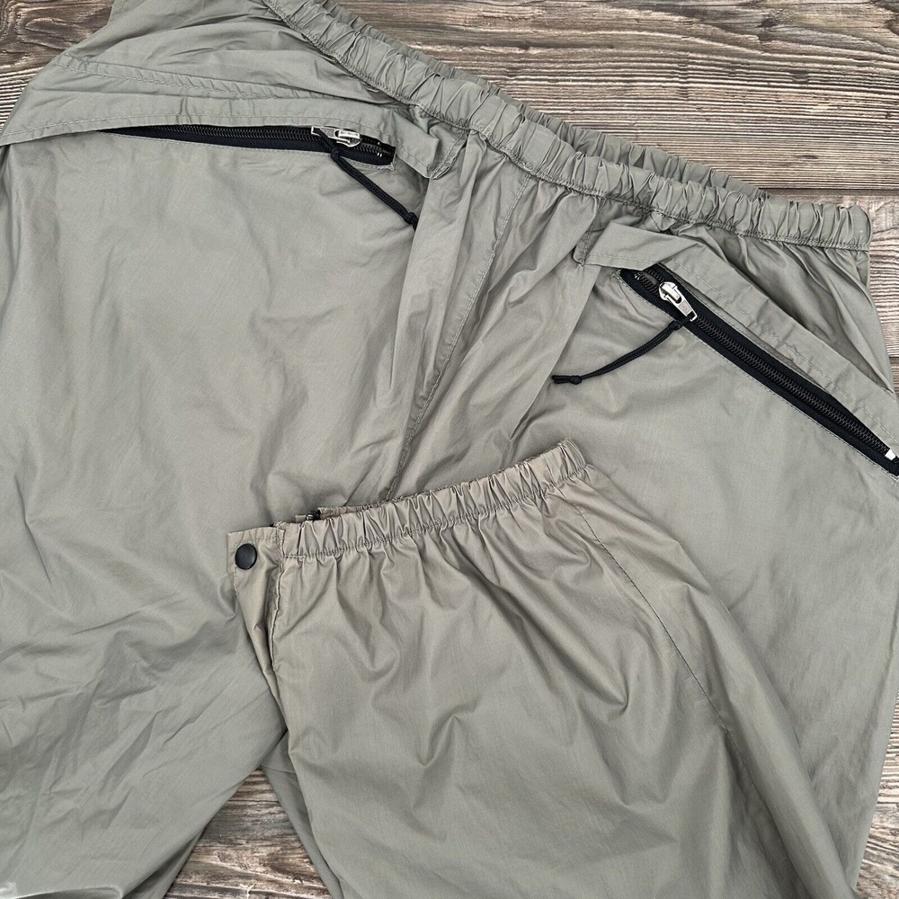 Orvis Pants Men's Large Green Waterproof Nylon Elastic Waist Zip Pockets Outdoor